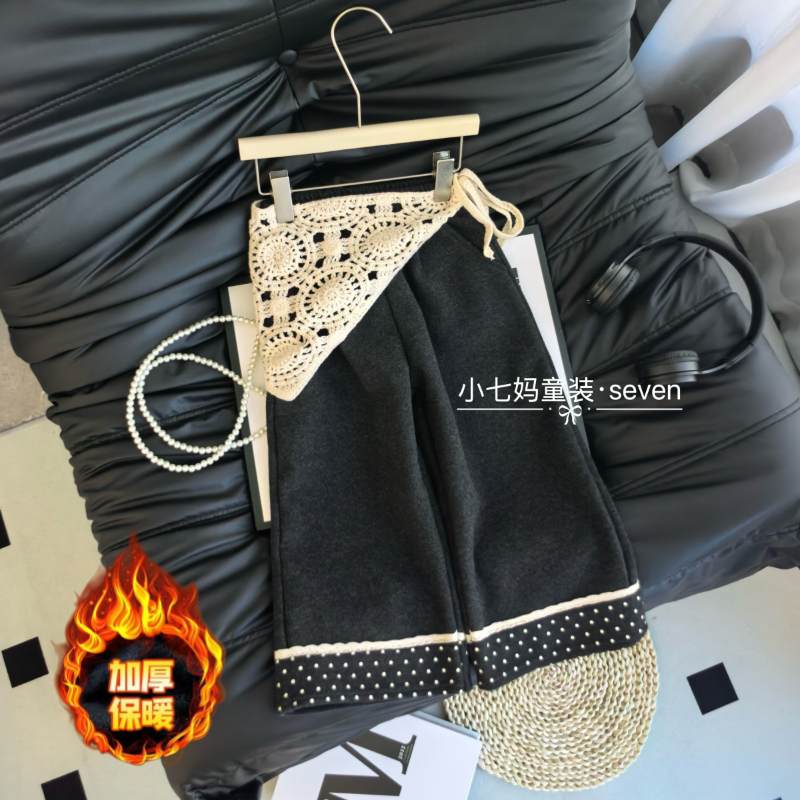 女童2025冬季波点长裤时髦宽松休闲裤小女孩洋气百搭直筒裤潮