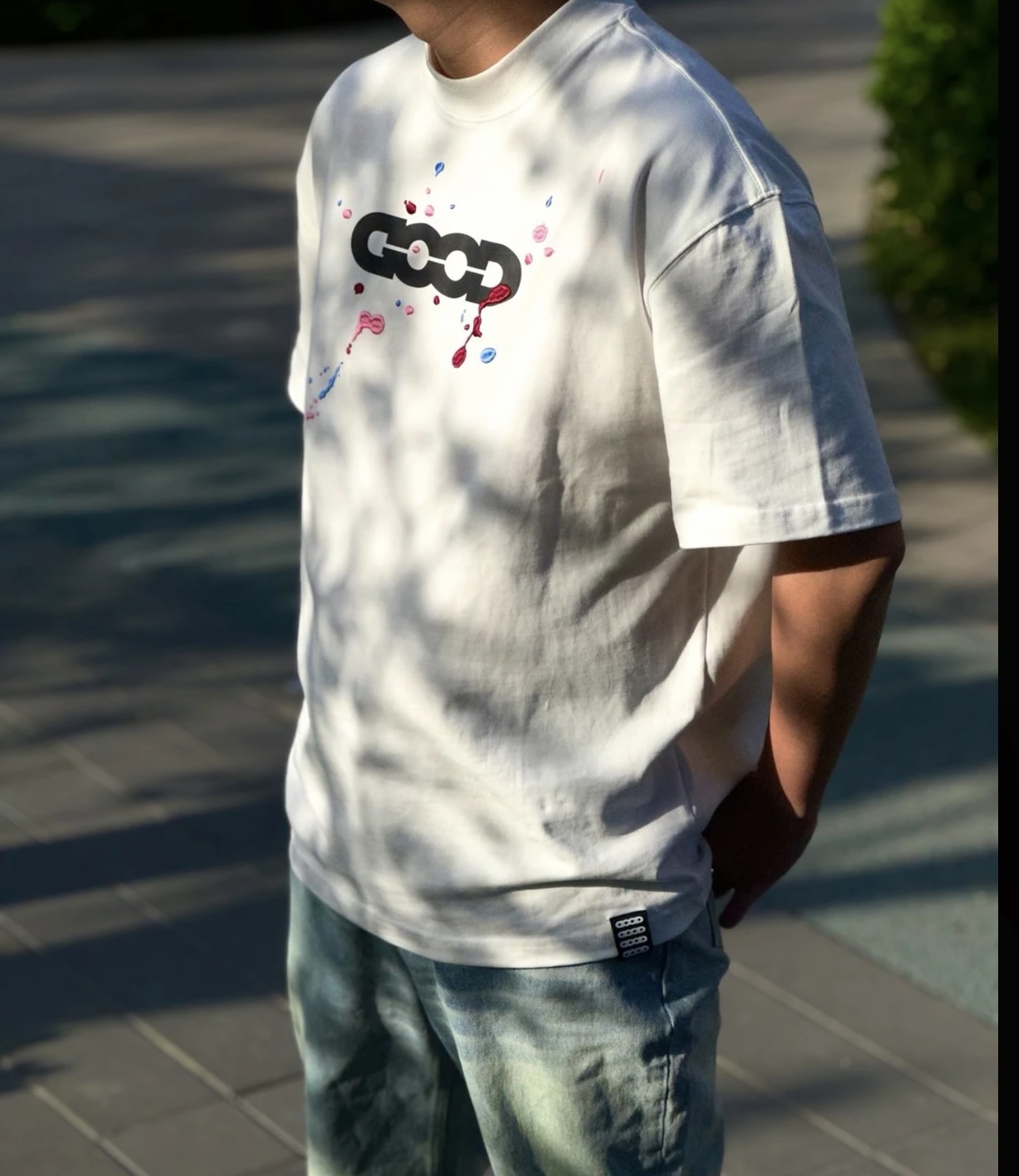 GOOD【泼墨】老白同款立体泼墨刺绣LOGO高级轻奢宽松短袖T恤男女棉