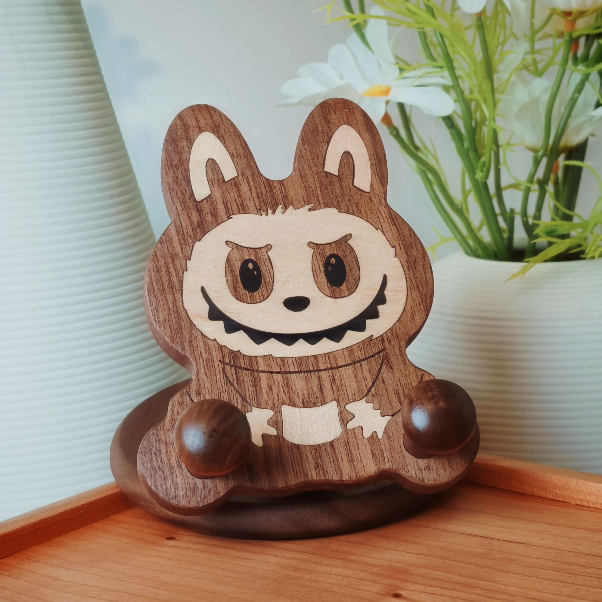 黑胡桃小布布手机支架摆件