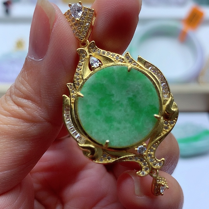 颈饰银S925镶嵌翡翠翡翠