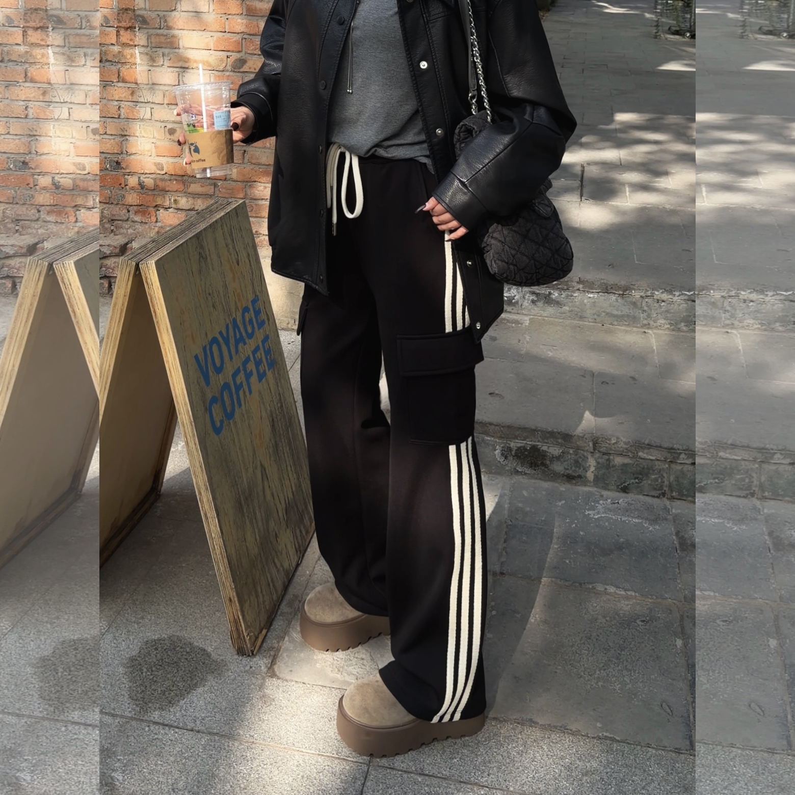 【冬上新】胖mm显瘦加绒直筒工装喇叭休闲裤200斤加大码女装_559_DD