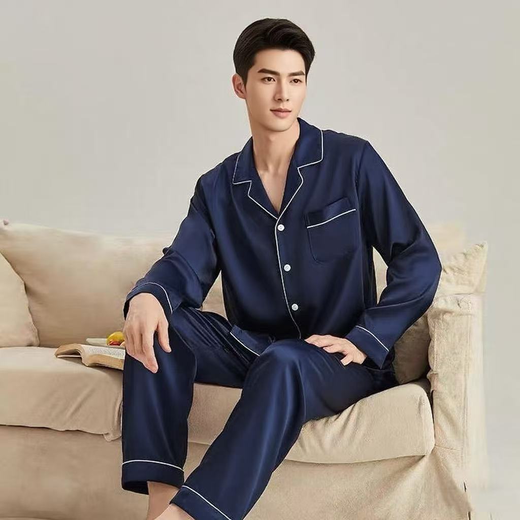 布碧丝【100桑蚕丝】男士重磅夏季真丝睡衣家居服舒适亲肤【PJM-003】