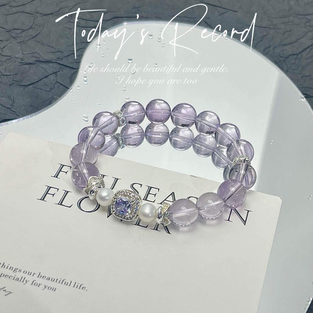 天然 玻利维亚紫水晶 珍珠 魔盒 卡10 原创手串