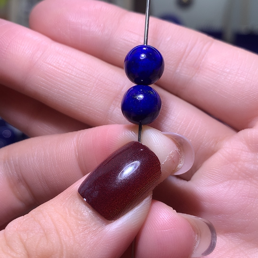 青金石未镶嵌天然原矿单圆珠9．1m