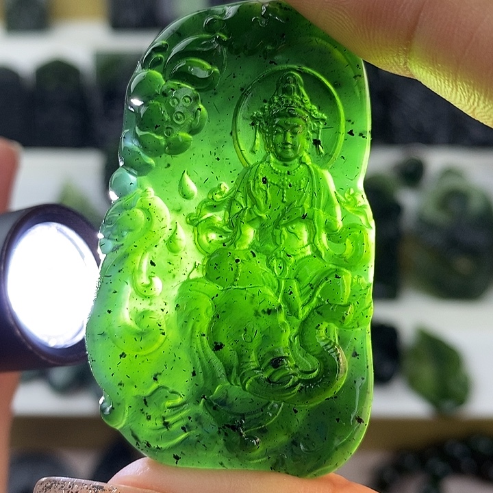 蛇纹石玉未镶嵌普贤菩萨