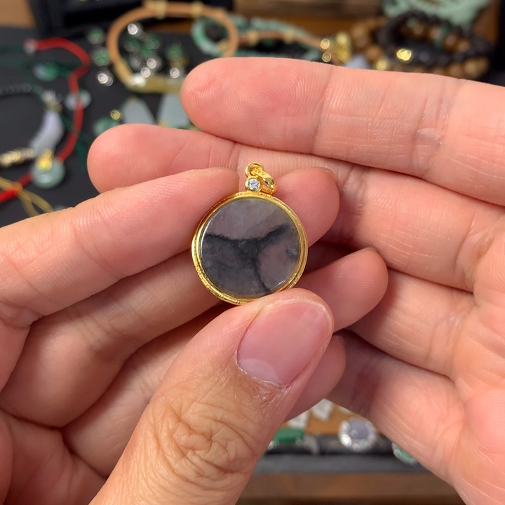 翡翠银S925镶嵌吊坠(不含链)