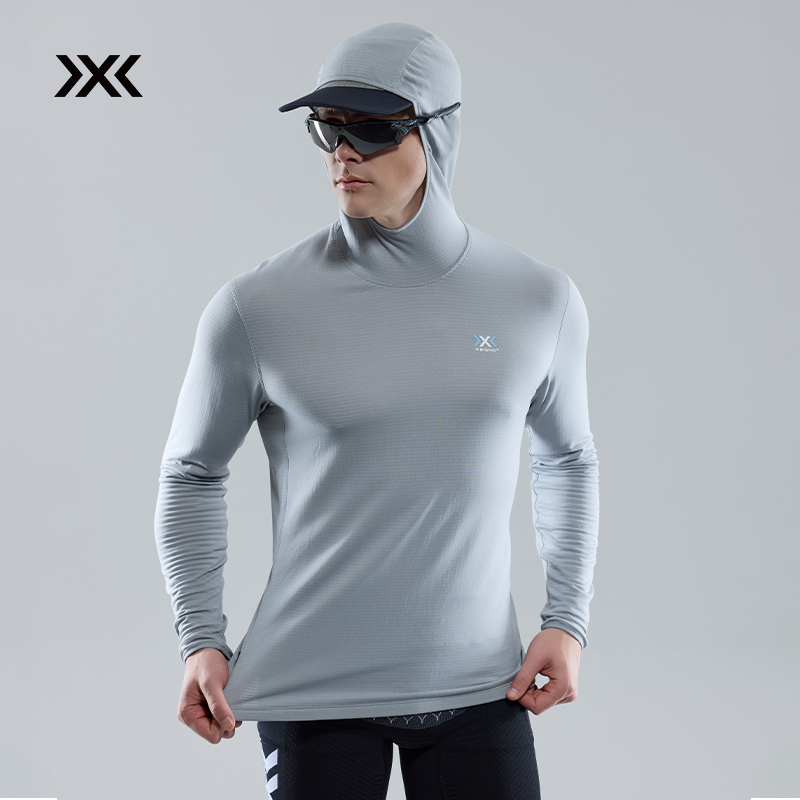 XBIONIC飞逸格纹抓绒连帽衫 抑菌吸湿速干弹力户外运动中间层男款