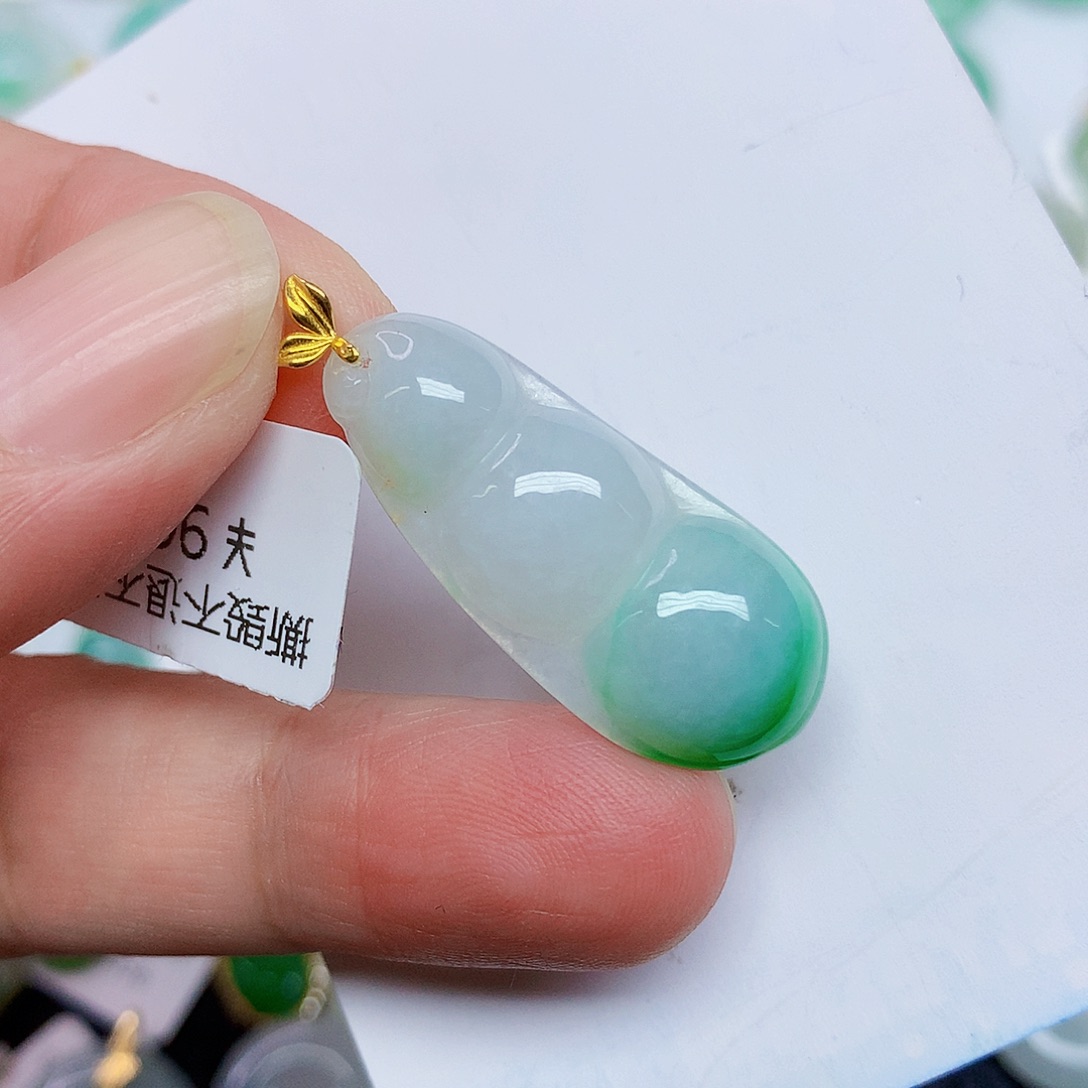 翡翠18K金镶嵌颈饰346778875