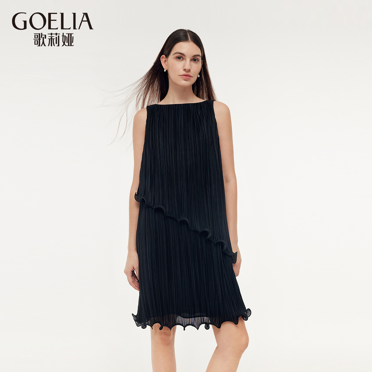 歌莉娅 夏季新品  压褶连衣裙  1E4R4K170