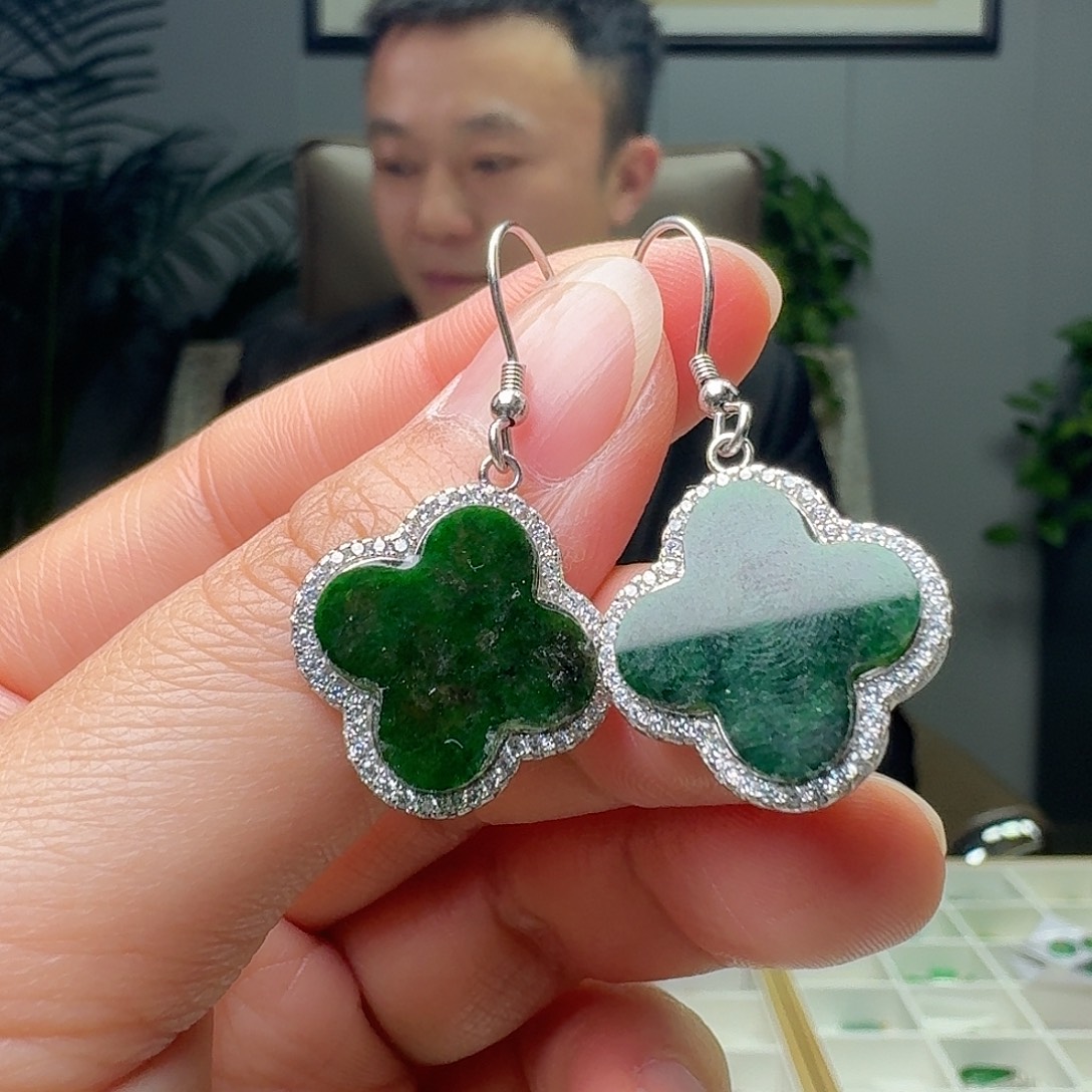 翡翠未镶嵌耳饰多样性发货其一