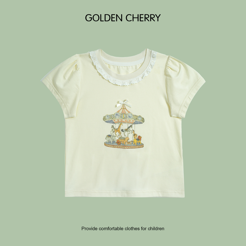 【金樱桃Golden cherry】小童旋转木马洋气百搭T恤32371