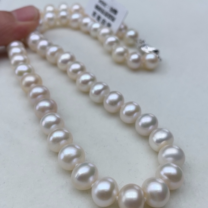 淡水珍珠银S925镶嵌颈饰卡9.5极光炫彩高品
