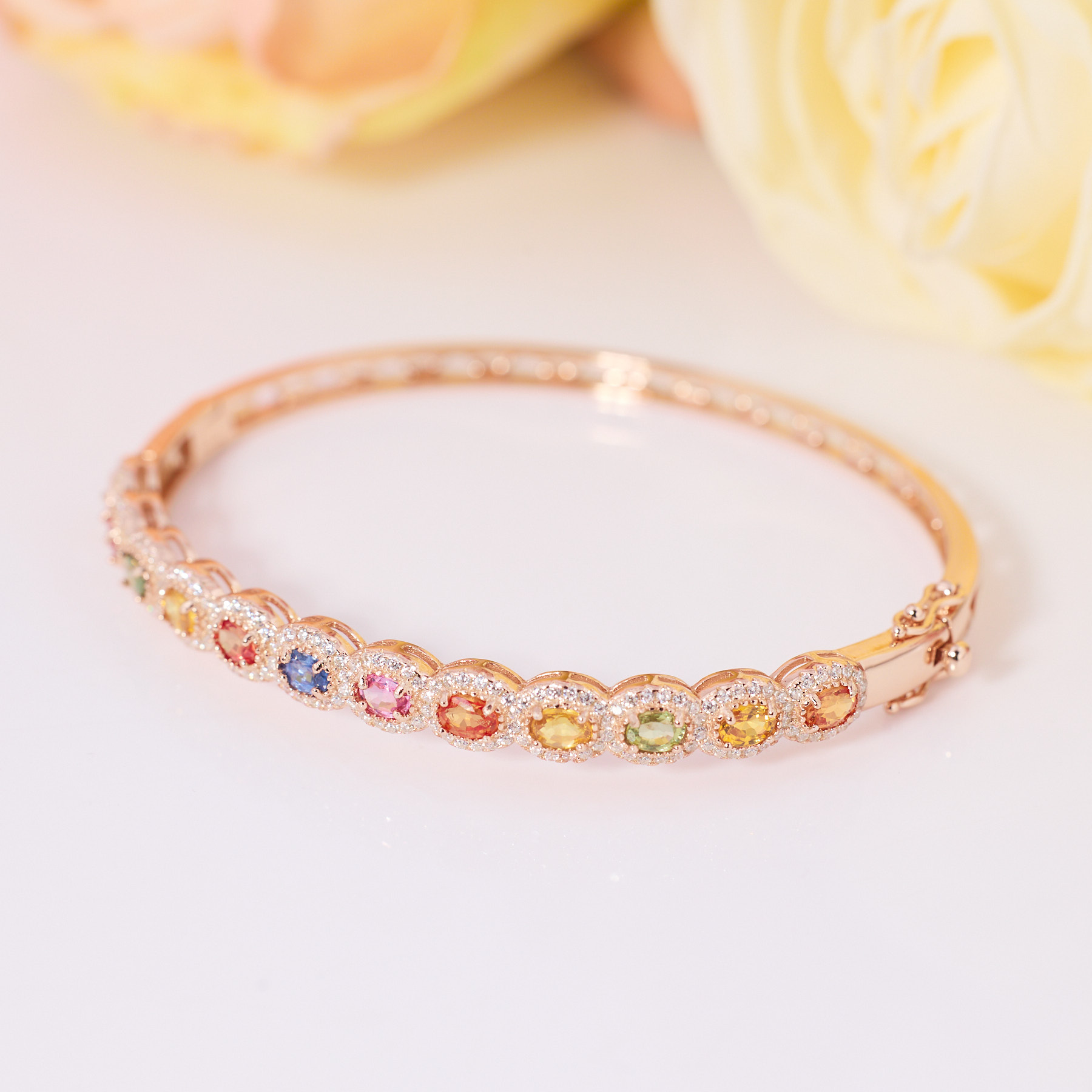 【歪歪】彩色蓝宝石手镯*925镶嵌W0522