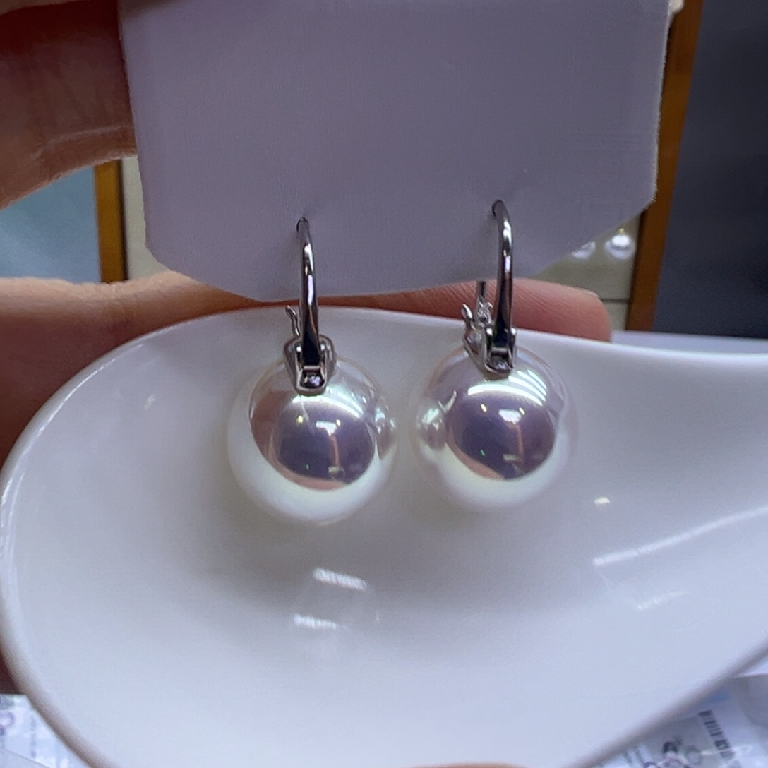 银S925镶嵌耳饰淡水珍珠