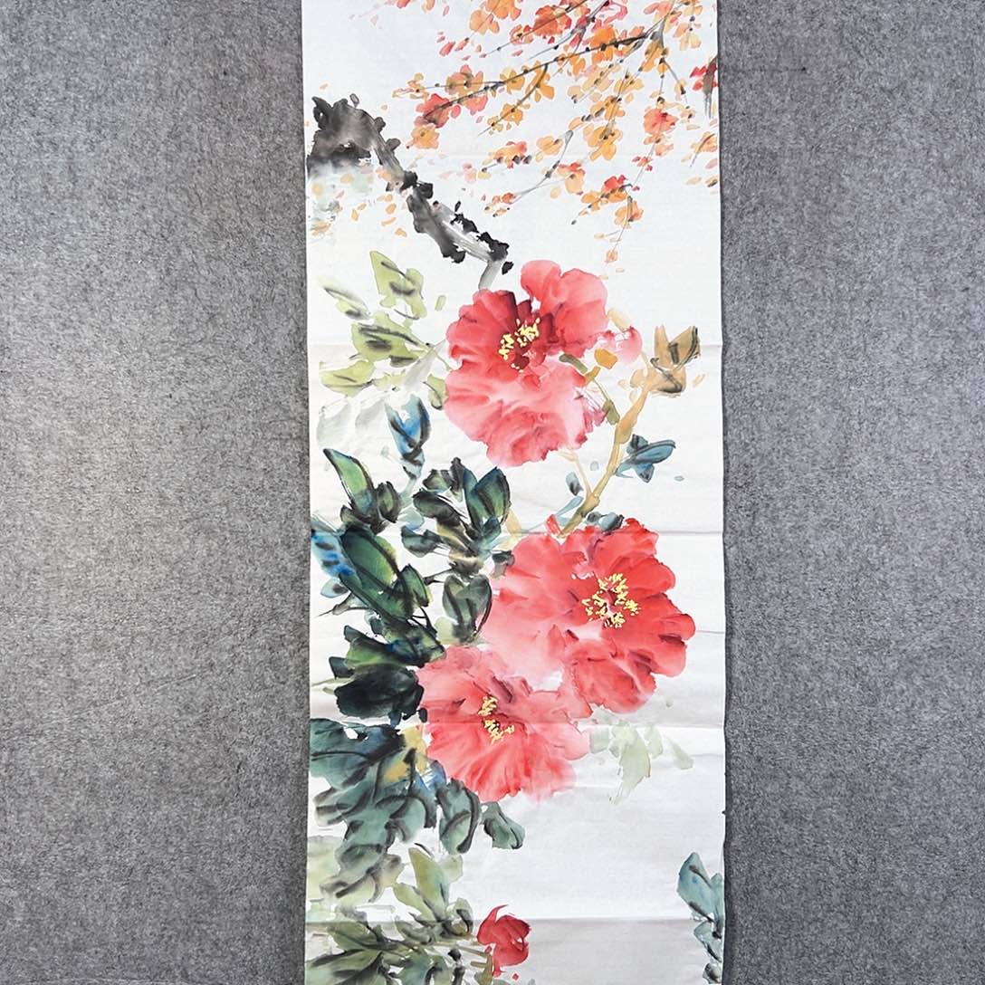 国画663 花鸟在树丛的顶端鸣叫叫声