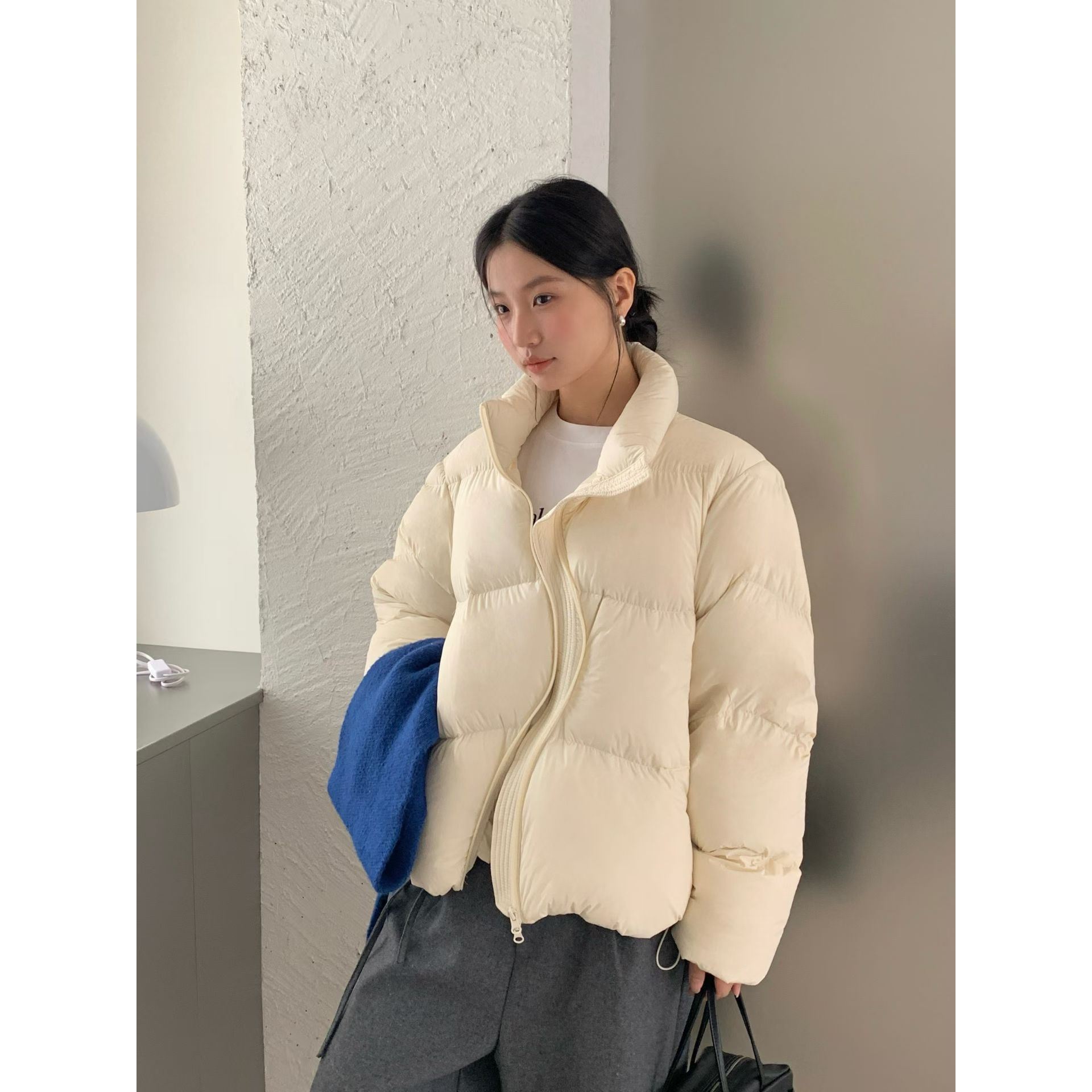 J-25025#【软心泡芙】S形拉链立领轻盈过冬【新国标90白鸭绒充绒166】