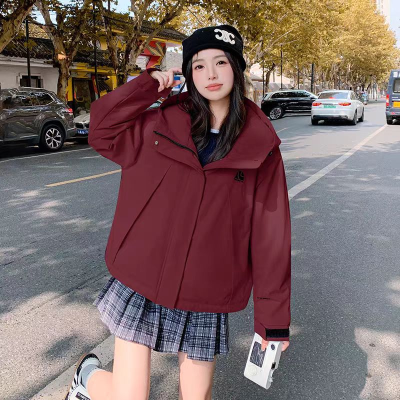 冲锋衣工装连帽棉服女拉链长袖时尚宽松韩版加厚版港风短款秋冬