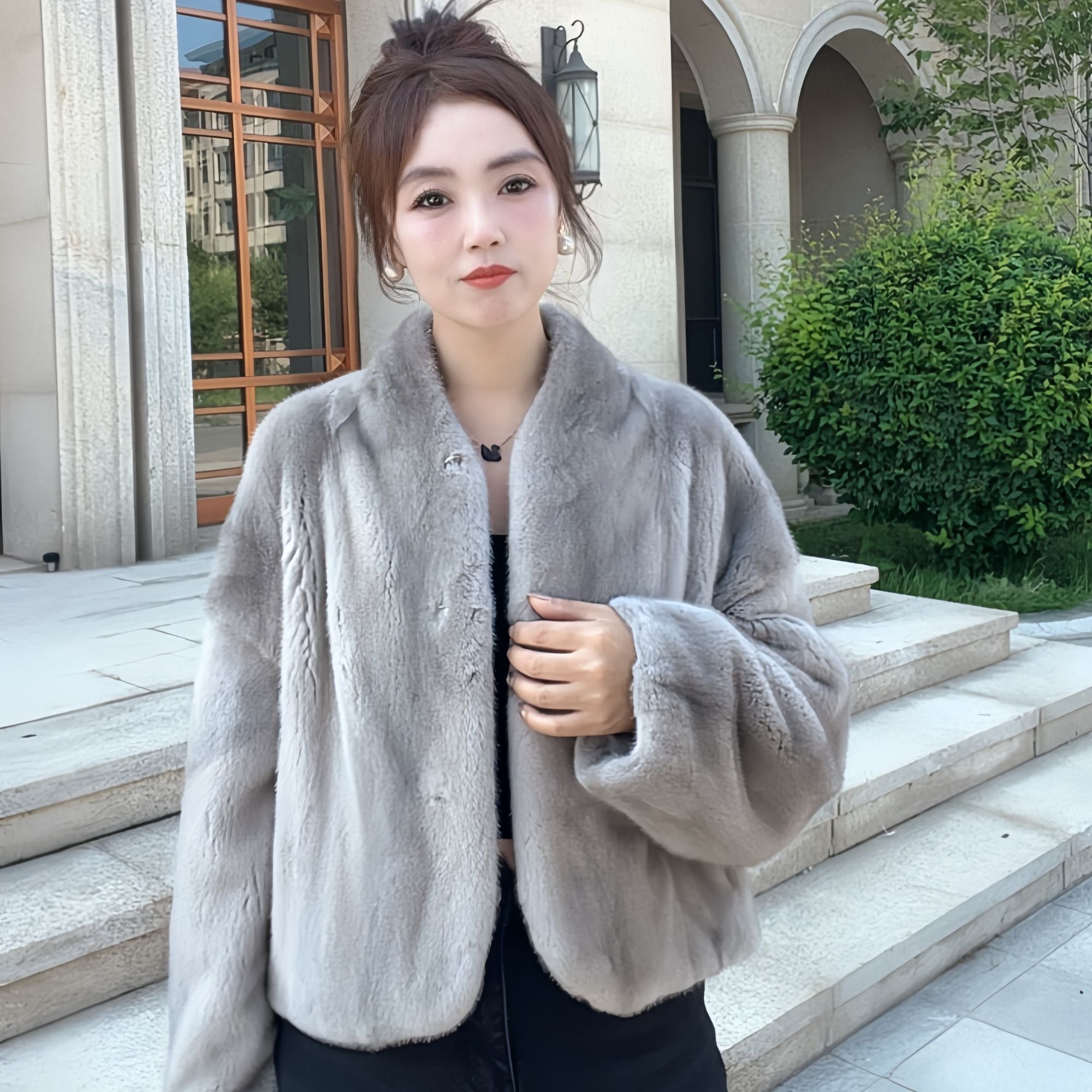 外套帝澜晟雪进口貂皮女整貂短款小母貂立V领貂皮100%真貂女款