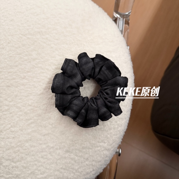 KEKE原创小众扎染黑灰色压边气质发圈