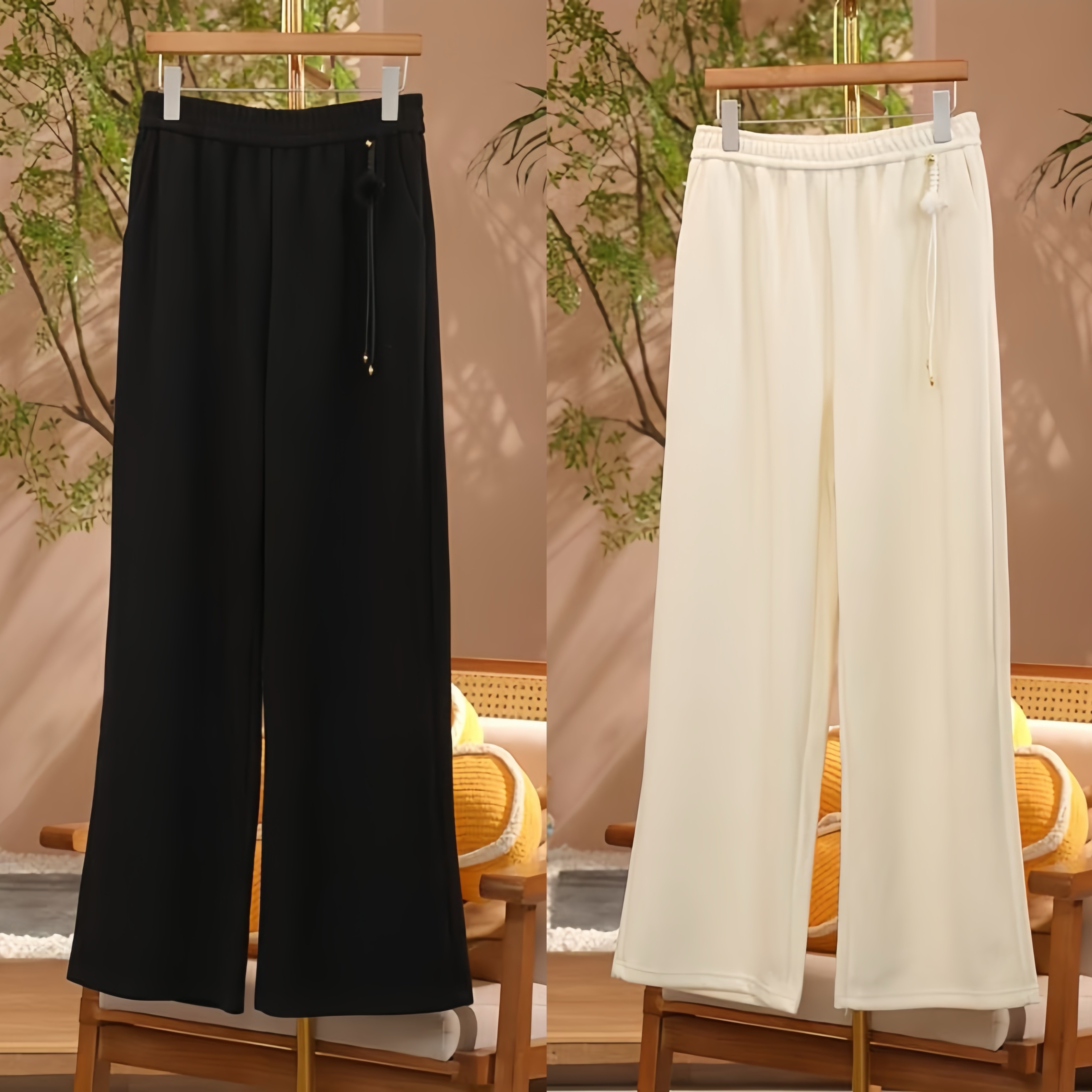 休闲裤雪尼尔长裤中国风女士冬装加厚款