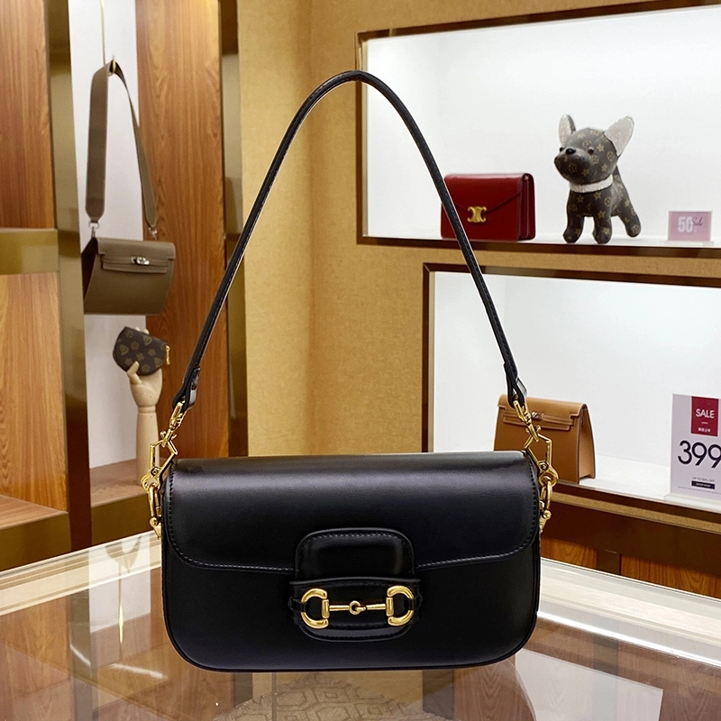 9283黑色礼盒 2025轻奢新款高级设计单肩斜跨包法棍腋下法包女包