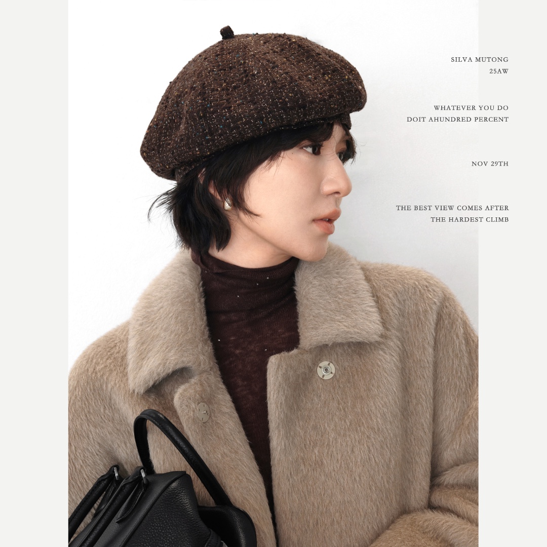  木桐SILVA丨“金丝松露”粗花呢帽
