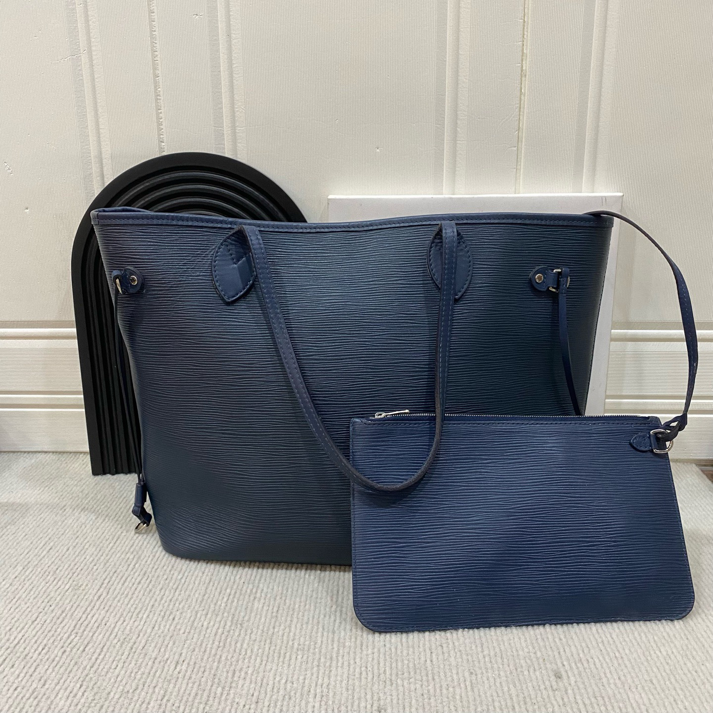 95新 LouisVuitton/路易威登 水波纹蓝中号子母手提购物袋