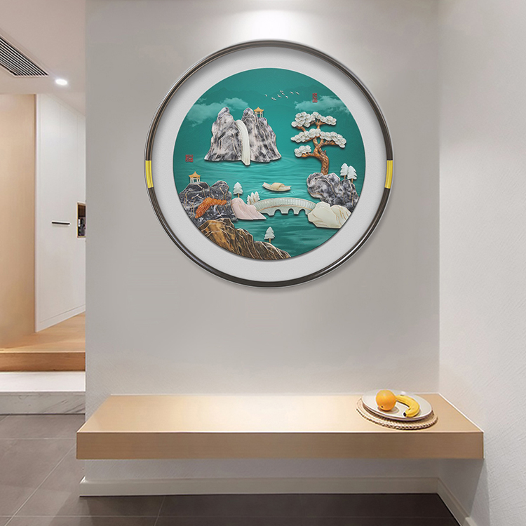 九头鸟手工玉雕画《山居雅客》