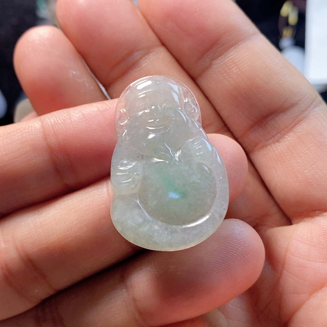 翡翠吊坠(不含链)未镶嵌缅甸翡翠A货财爷爷