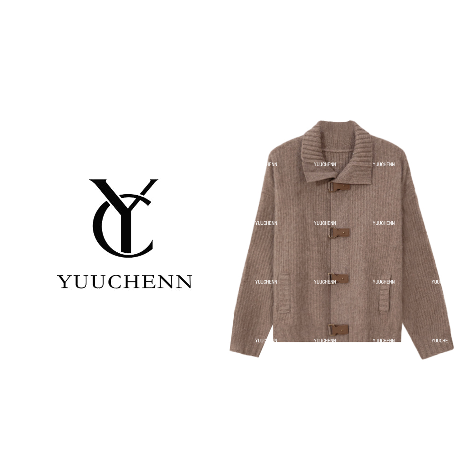 YUUCHENN绵羊毛大翻领毛针织衫女秋冬新款百搭时尚毛衣CC2C1928