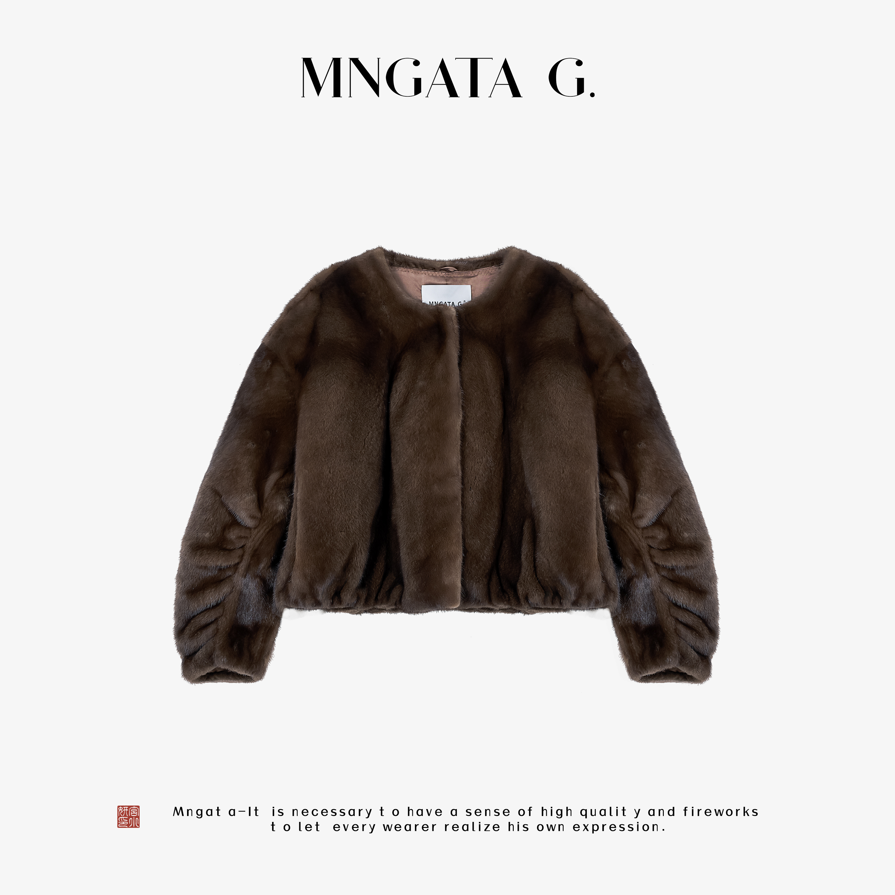 MNGATA G.宫小妍【曼奢·香格里拉】水貂毛新中式外套秋冬X280516