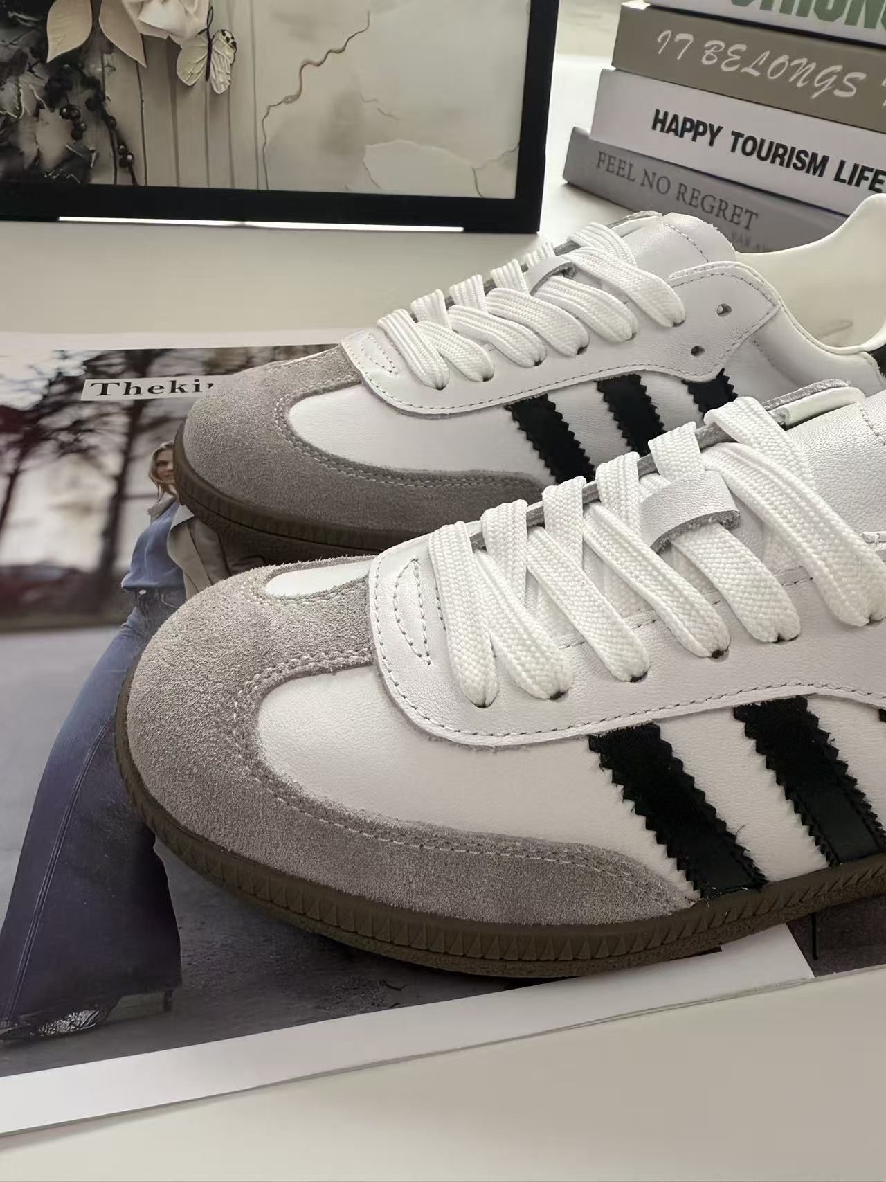 （男鞋）头层牛皮休闲运动板鞋韩版软底软面羊皮内里男女同款德训鞋