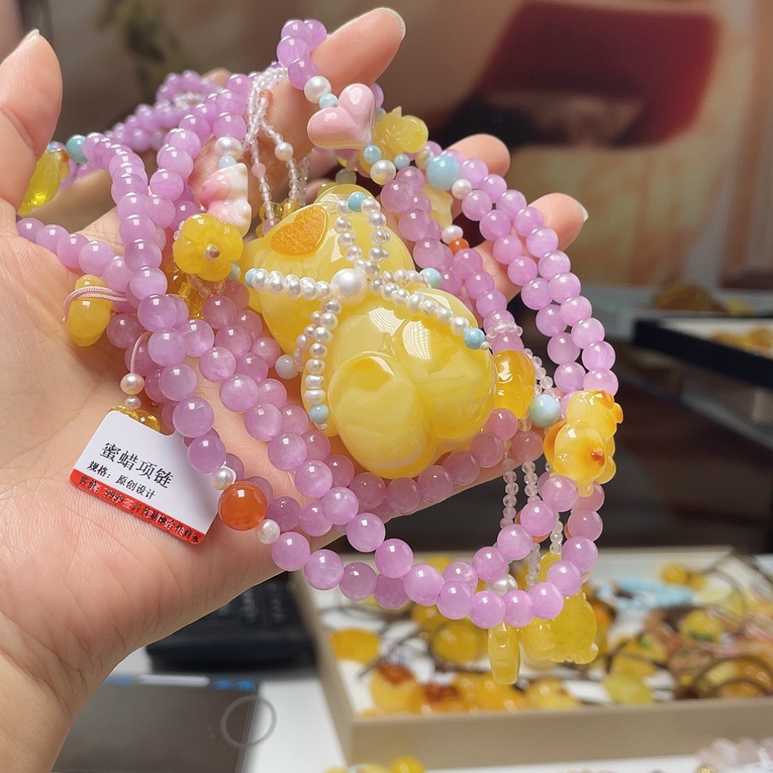 糯***米琥珀未镶嵌裸石吊坠