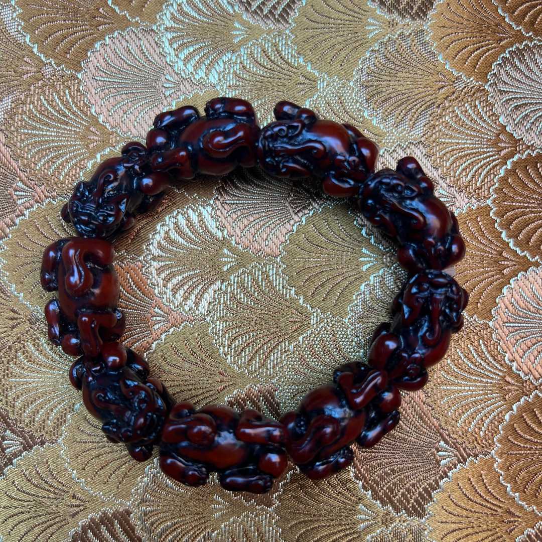 非金属手链 【 炎轩文趣斋】9黑色貔貅九颗手串