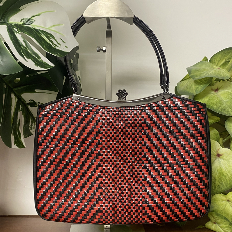 中古包no退no换｜日本真皮编织口金包