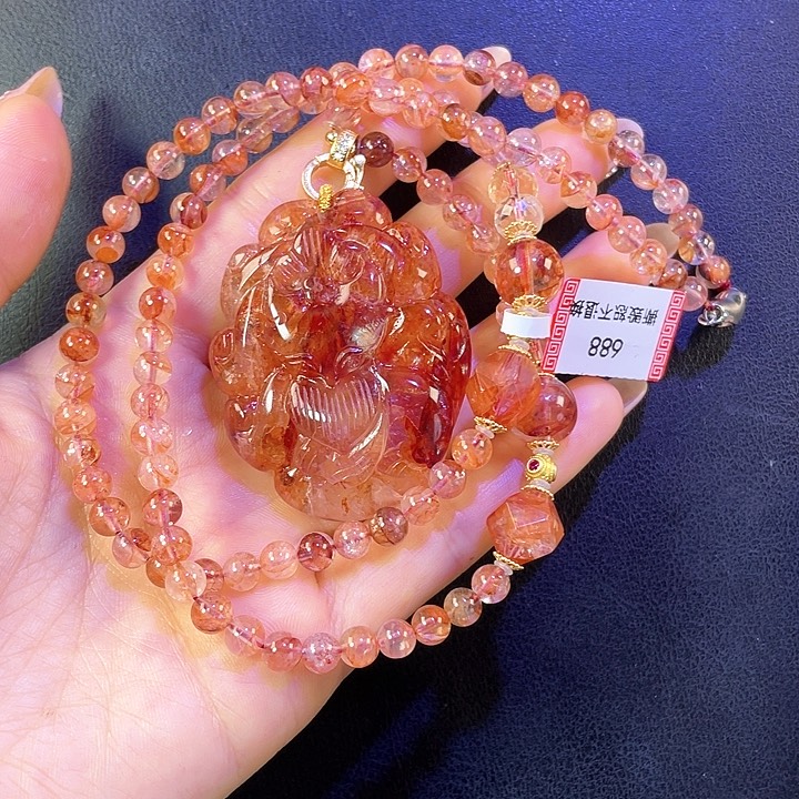 水晶红胶花九尾未镶嵌