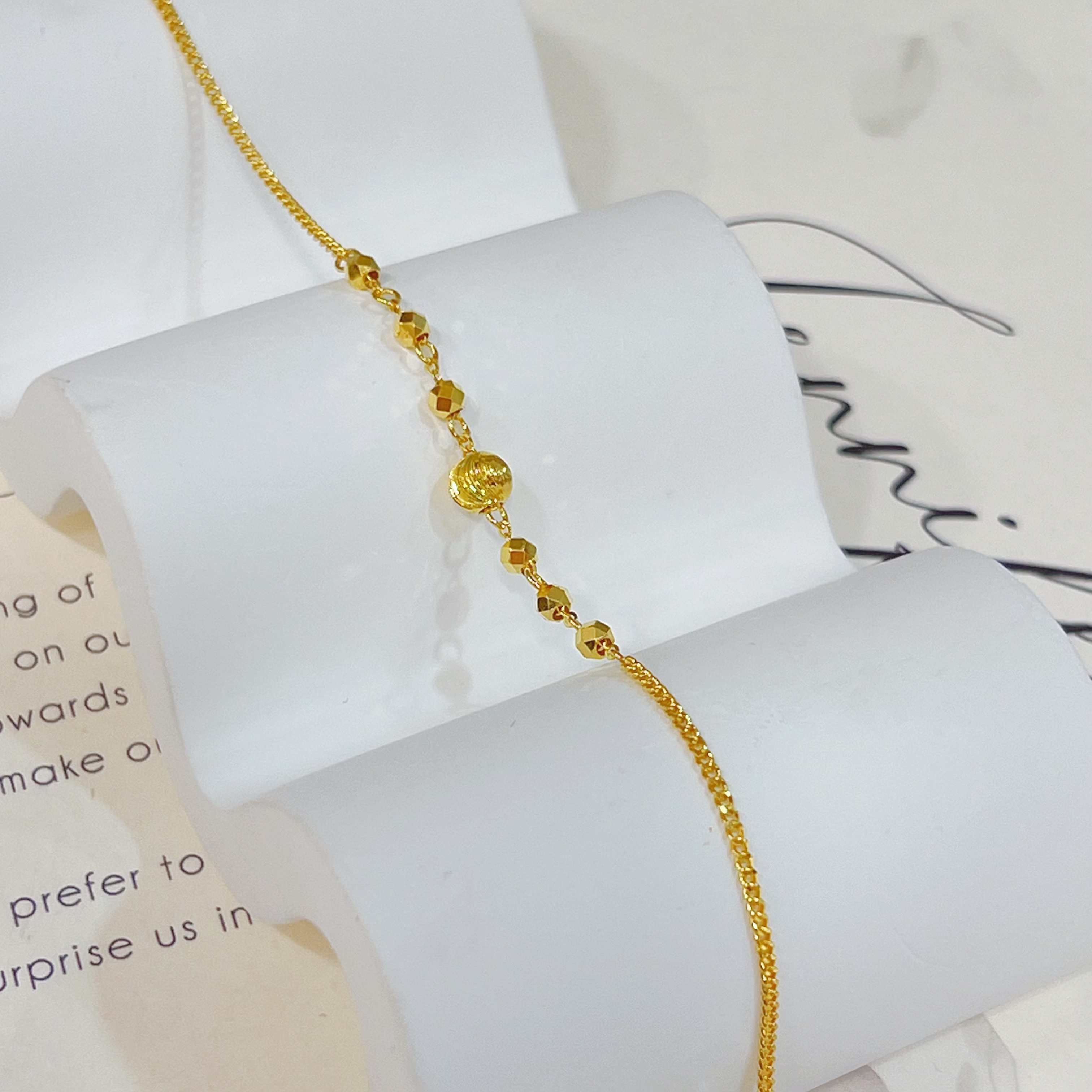 5G工艺【猫眼蹦迪珠黄金手链】足金999