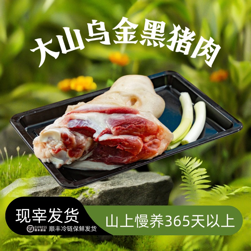 【乌金黑猪】原生态放养跑山猪新鲜肘子肉顺丰冷链真空包装