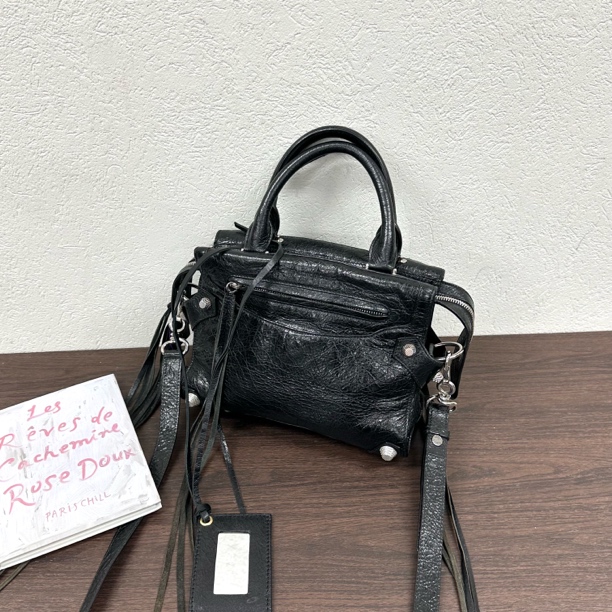 95新 Balenciaga/巴黎世家 黑银mute mini city 机车斜挎包123719