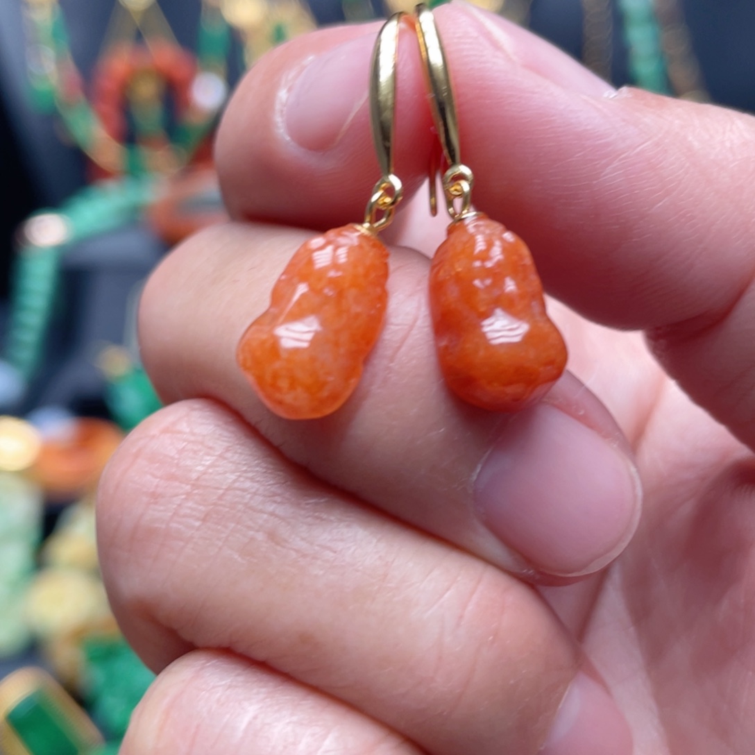 翡翠银S925镶嵌耳饰