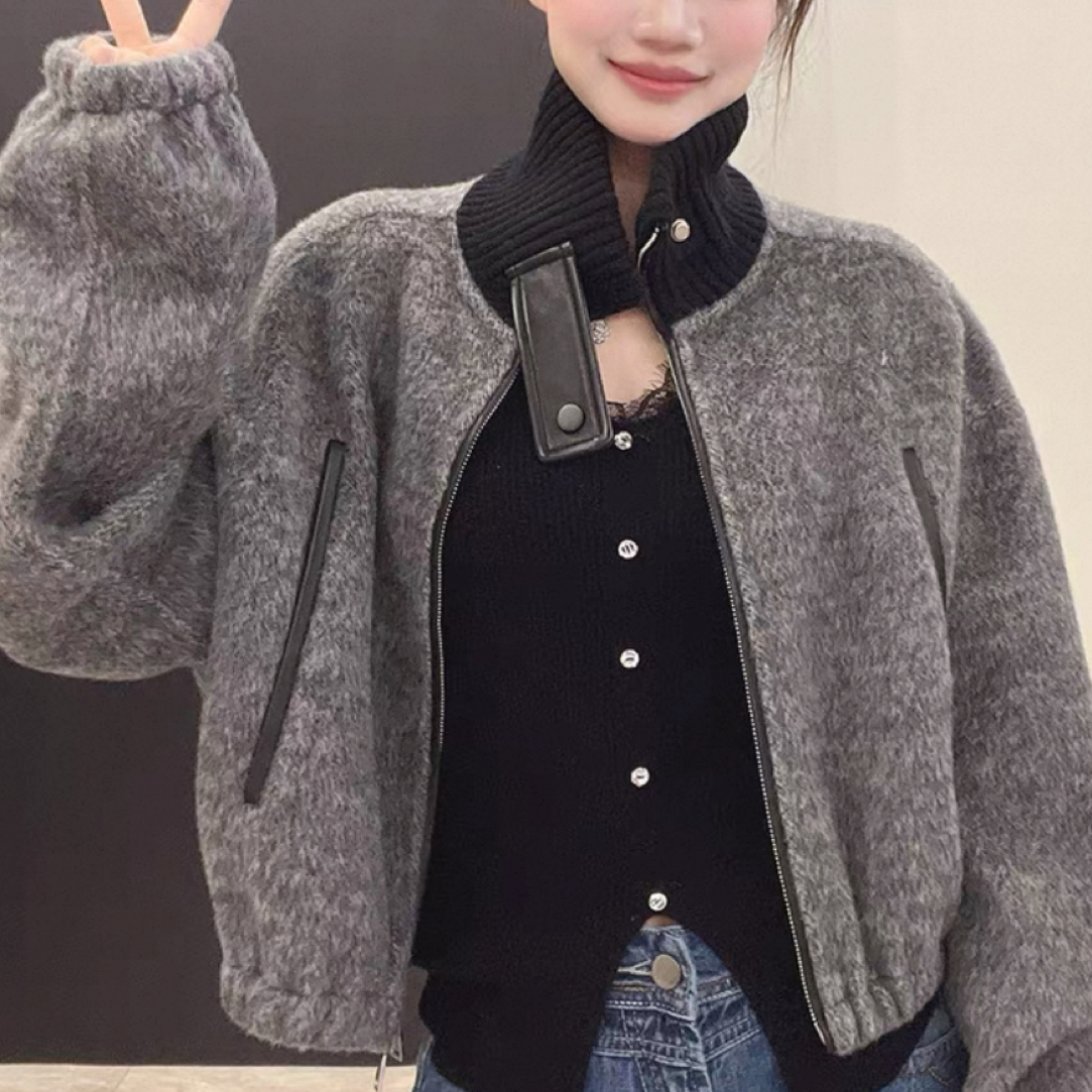 【猫本家】拼皮条纹灰咩毛羽羽套装