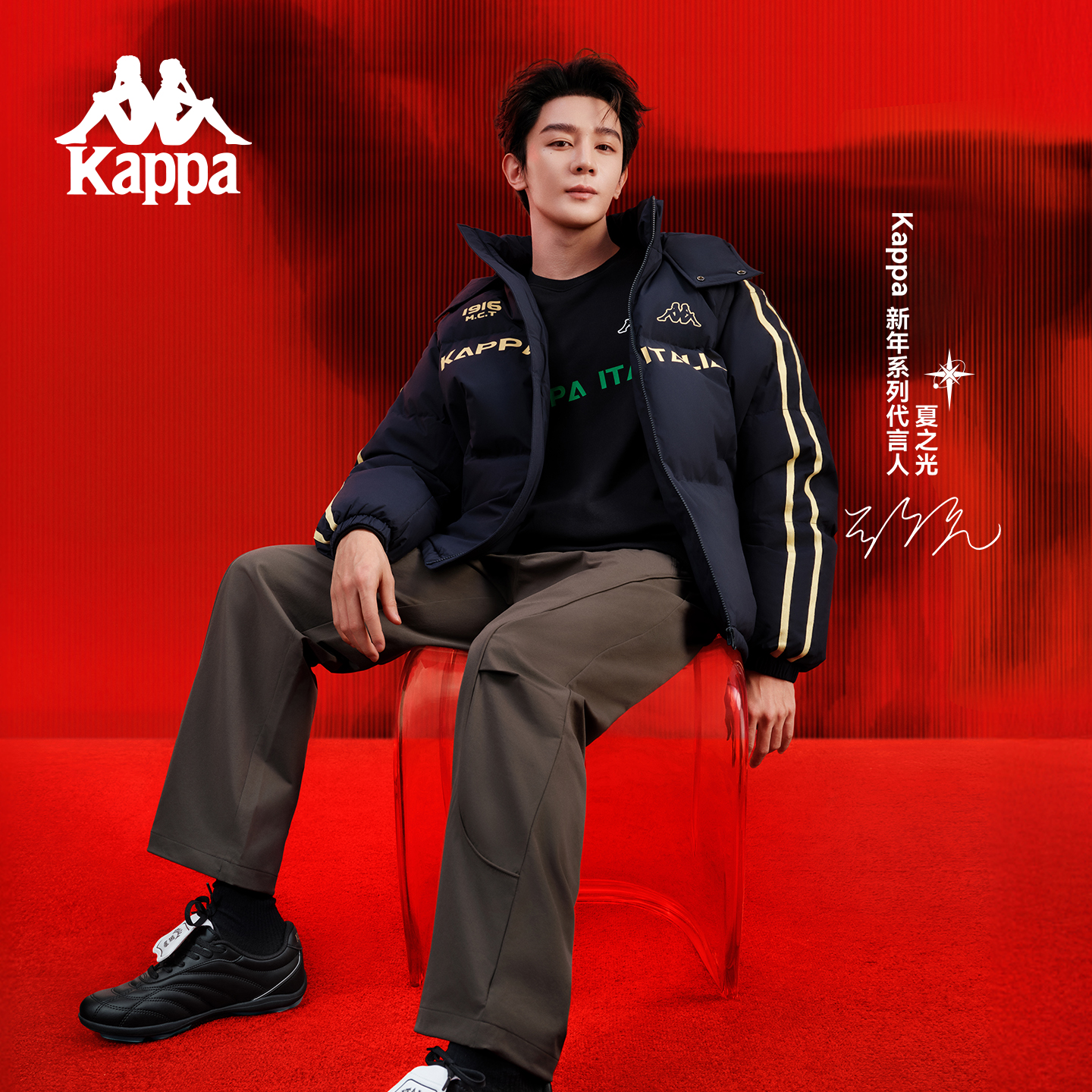 Kappa/卡帕厚款潮流情侣冬季保暖长袖连帽宽松加厚羽绒服