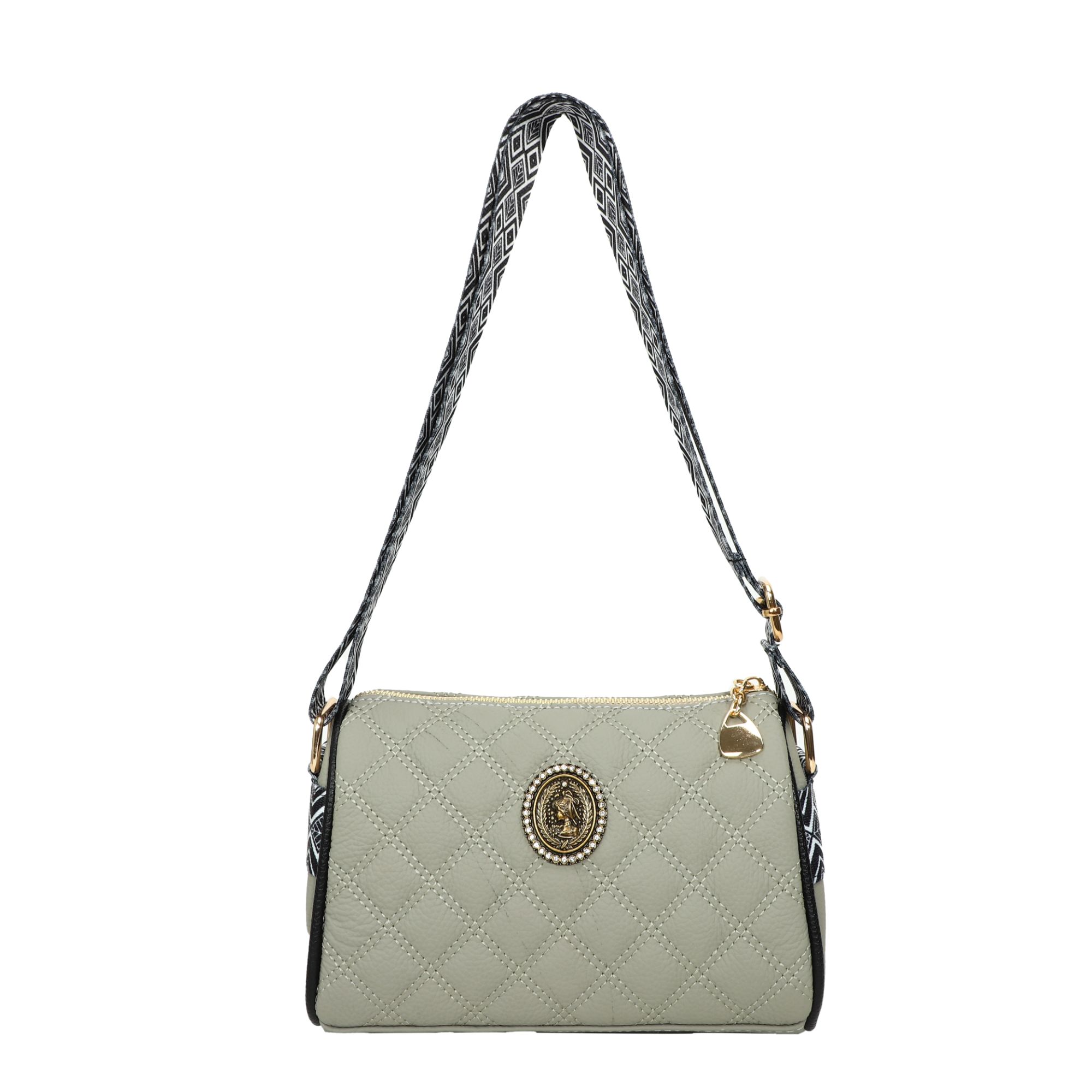 （11321089）真皮菱格时尚百搭斜跨包宽肩带单肩头层牛皮小方包