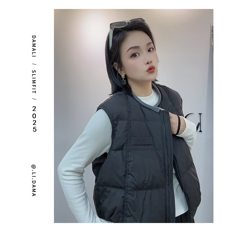 大码利-秋冬上新【曜黑羽绒服马甲】韩系显瘦无袖上衣宽松百搭