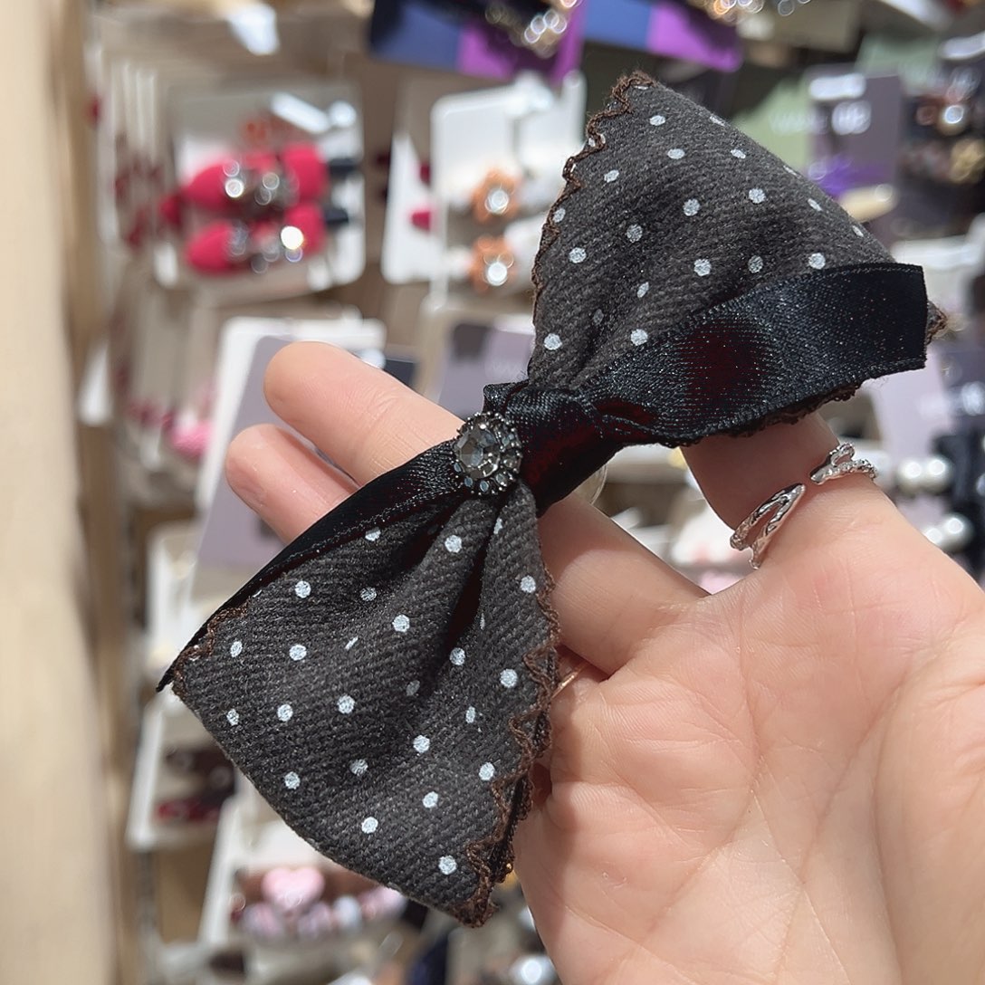 非金属咖色波点蝴蝶结面膜圈