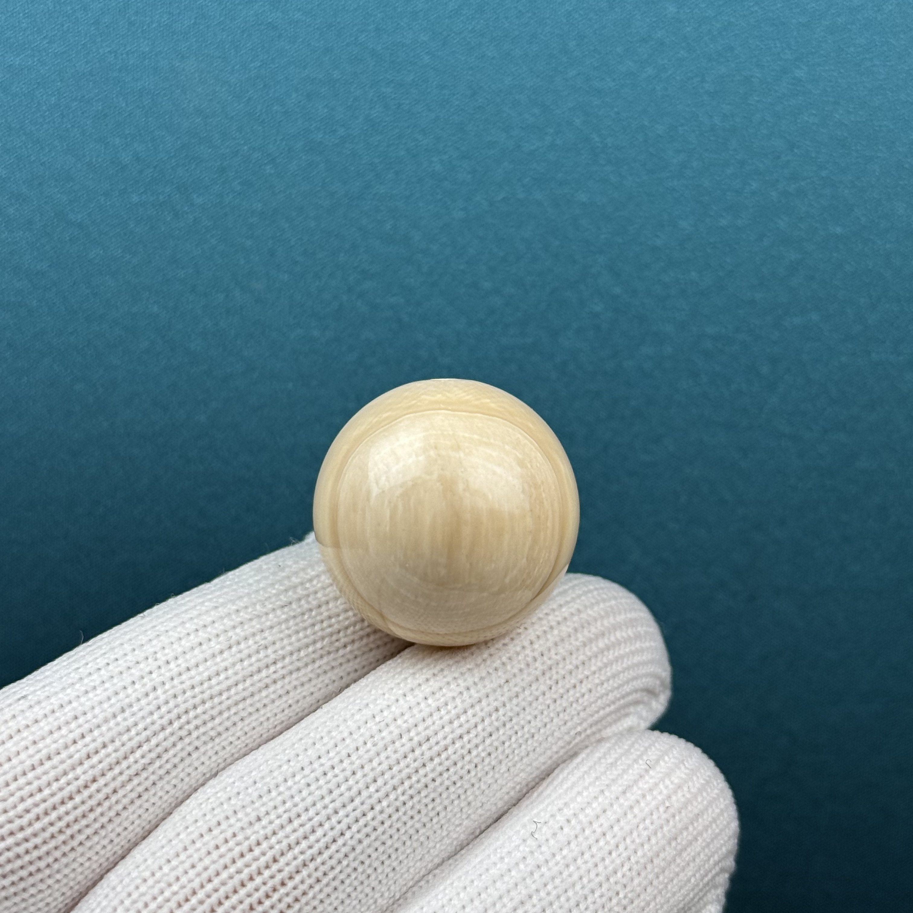 D88-56天然猛犸牙 芝士皮圆珠24mm支持复检假一罚十