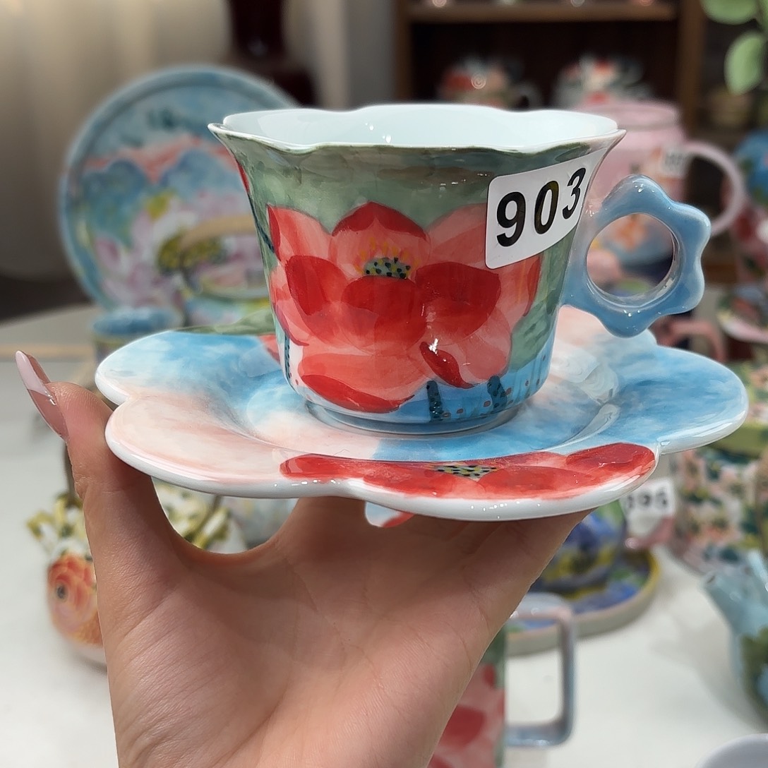 瓷片景德镇手绘高温釉下彩陶瓷茶具