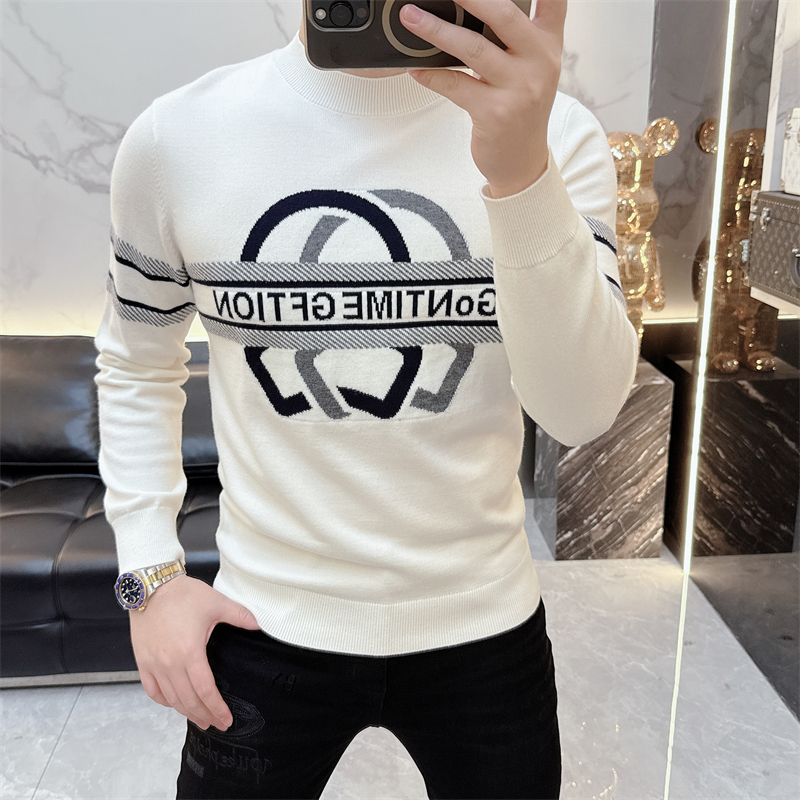 冰希潮牌.欧意名品男士圆领羊毛衫修身针织男装毛衣2025冬季新款