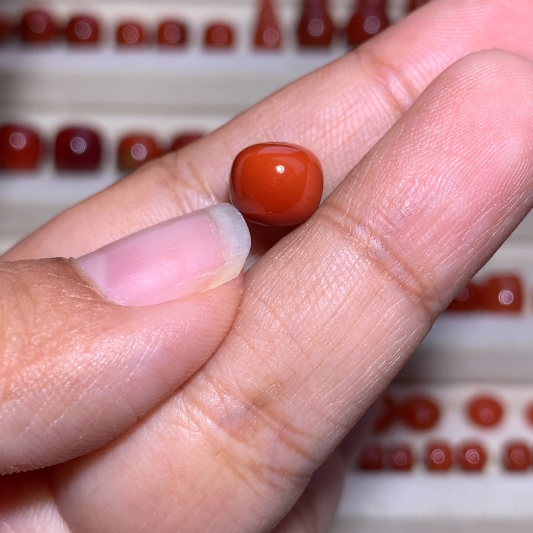 南红玛瑙未镶嵌柿子锦8.8×7.8微过渡