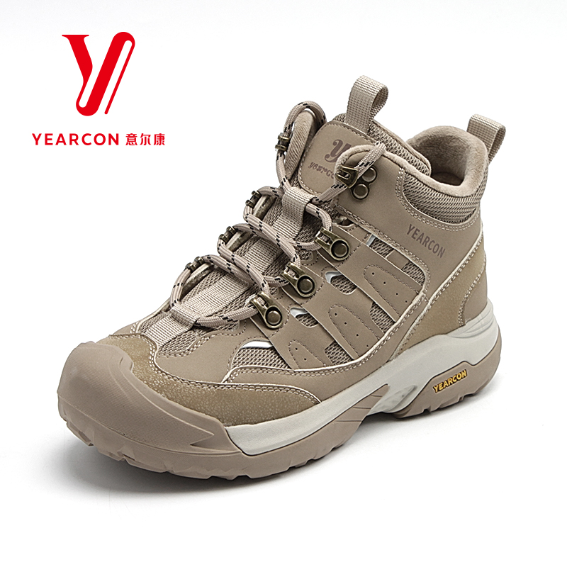 意尔康冬季新款女靴加绒休闲鞋户外运动靴厚底防滑老爹鞋07255M